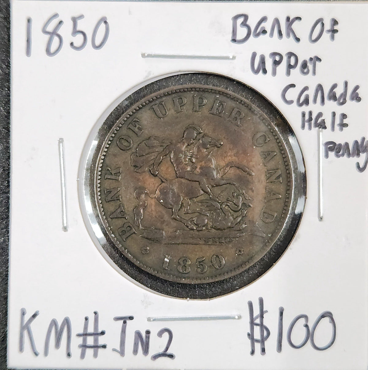 1850 Bank Of Upper Canada Half Penny KM#TN2 WJXQ — Obverse