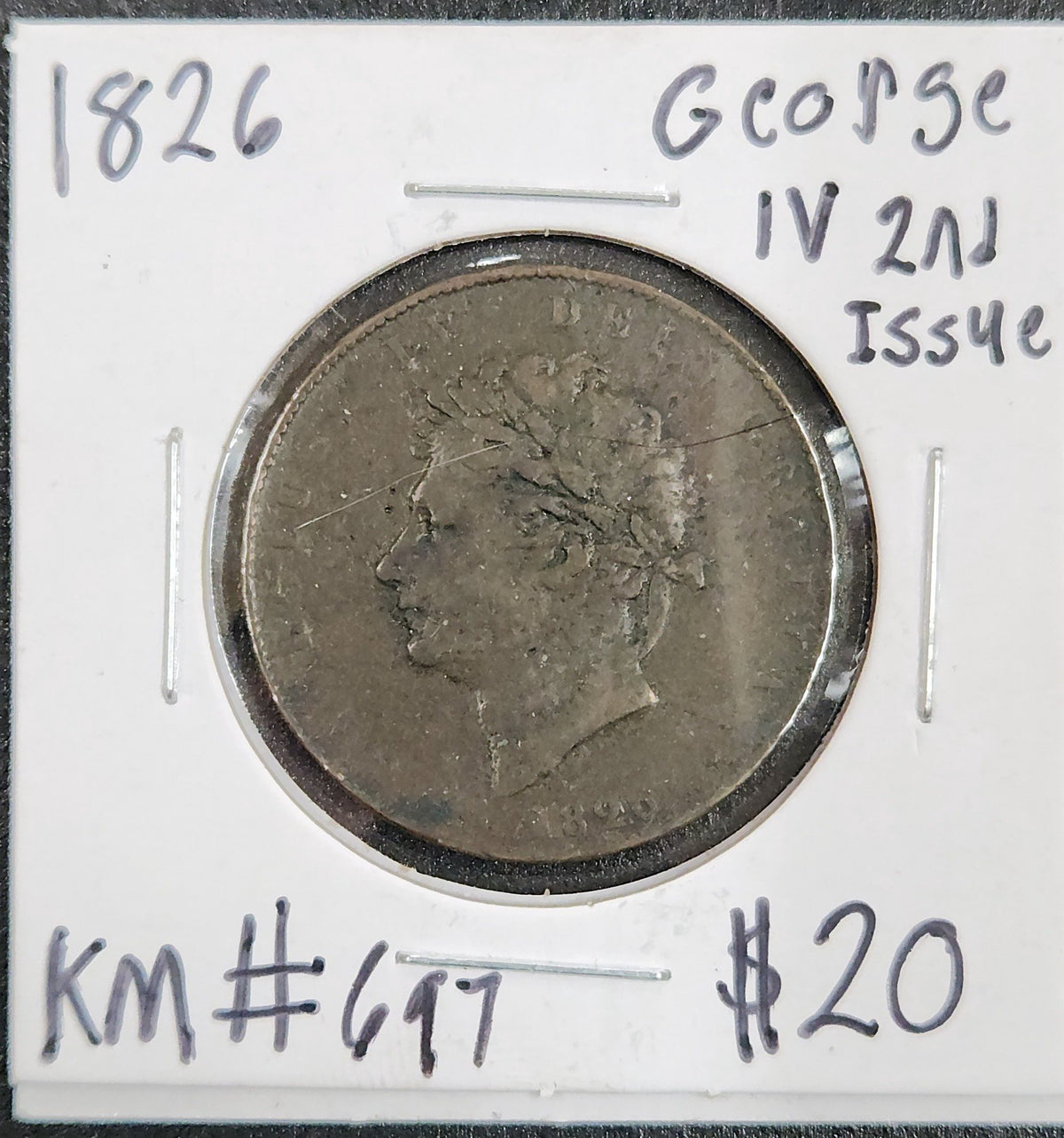 1826 George IV 2nd Issue KM#697 XHZC — Obverse