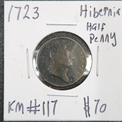 1723 Hibernia Half Penny KM#117 B5MM — Obverse