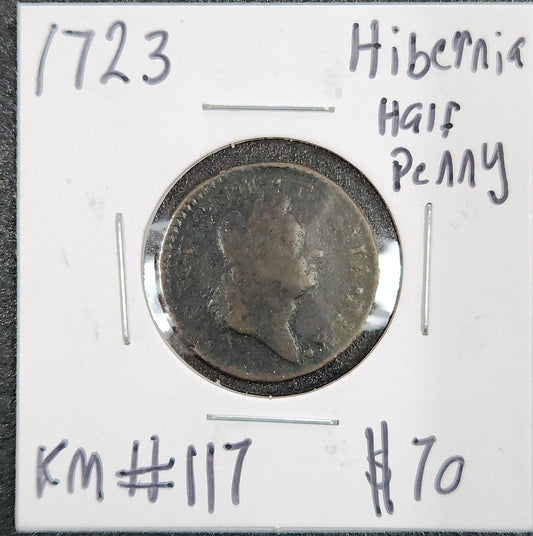 1723 Hibernia Half Penny KM#117 B5MM — Obverse