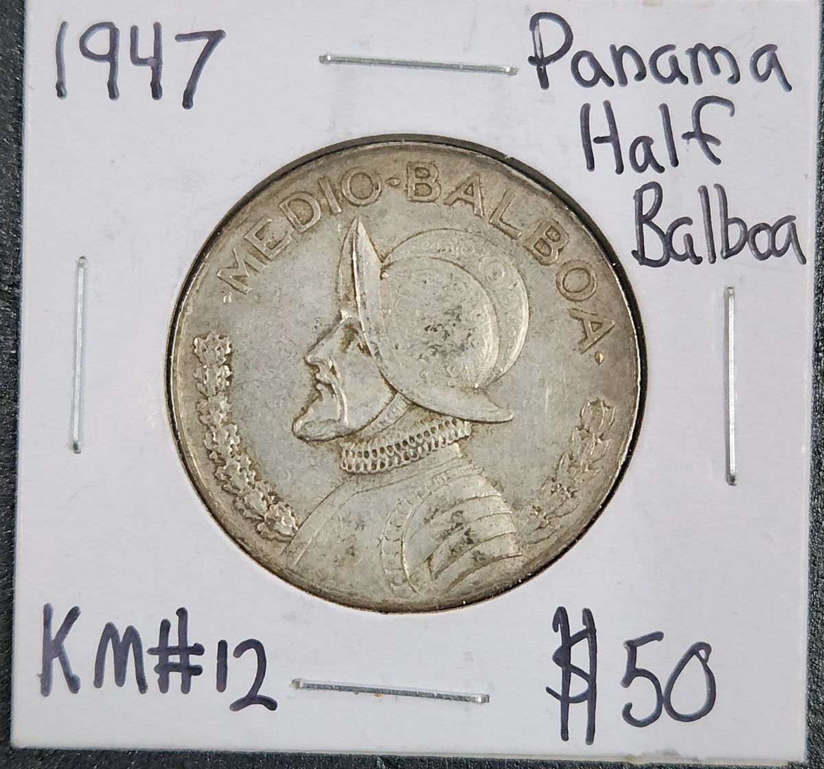 1947 Panama Half Balboa KM#12 CFVB — Obverse