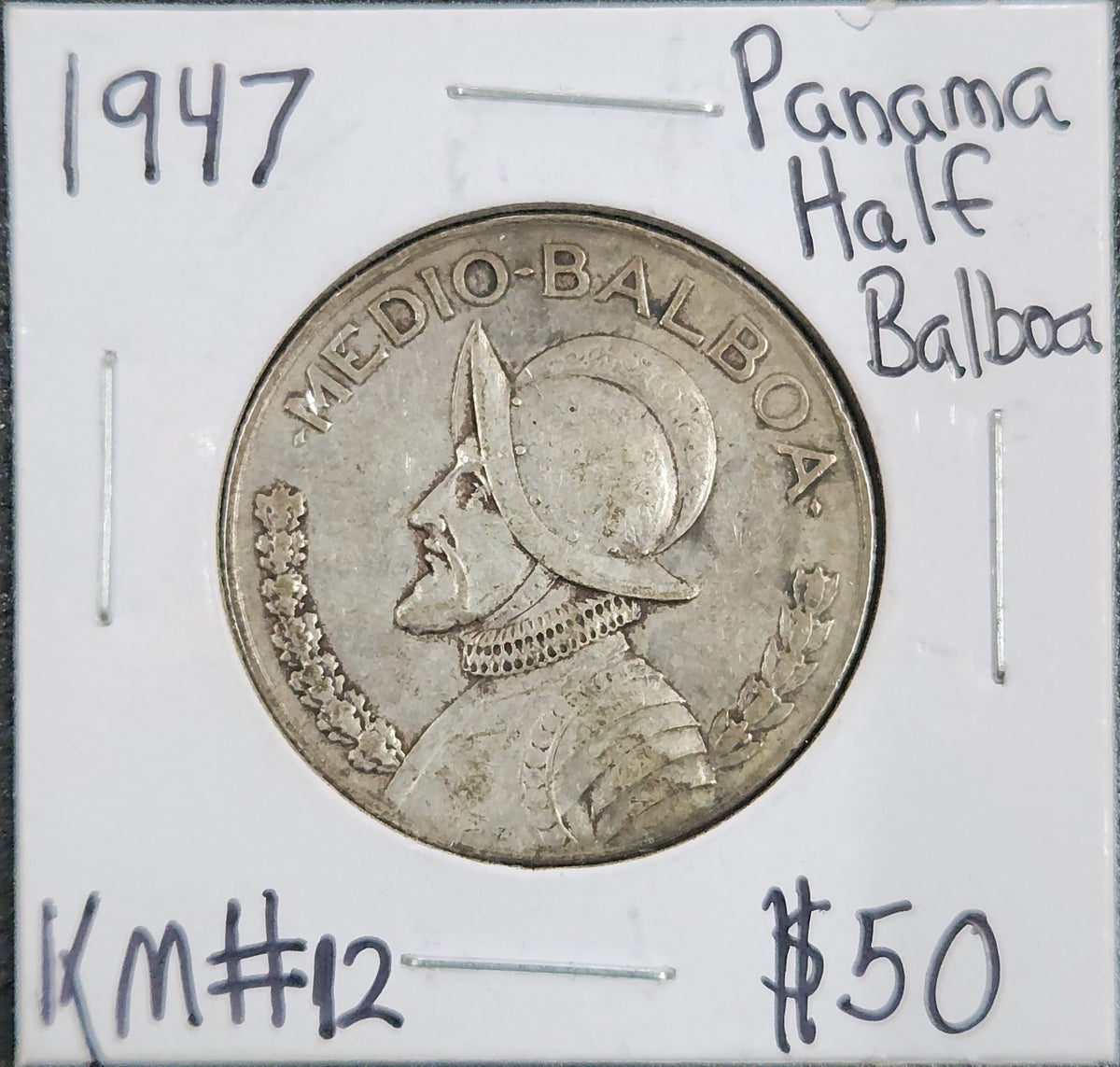 1947 Panama Half Balboa KM#12 V7MM — Obverse