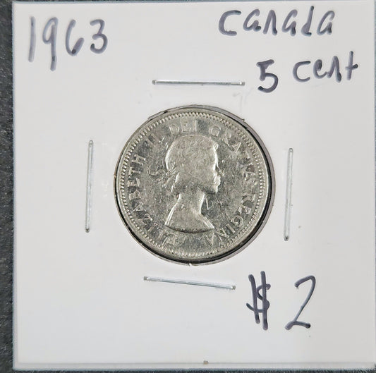 1963 Canada 5 Cent 95GG — Obverse