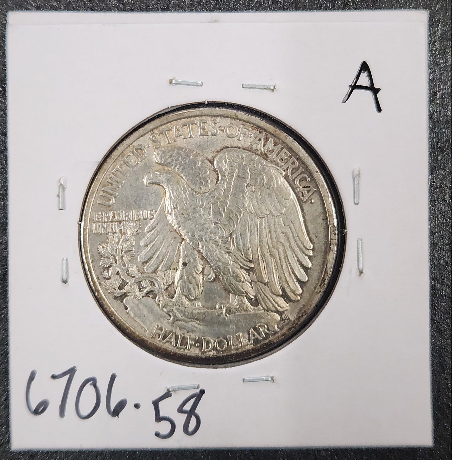 1936 Walking Liberty Half AU-58 — Reverse