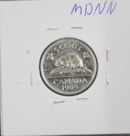 1965 Canada 5 Cent KM#60.1 MDNN — Reverse