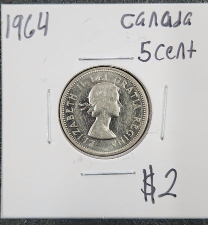 1964 Canada 5 Cent QRN7 — Obverse