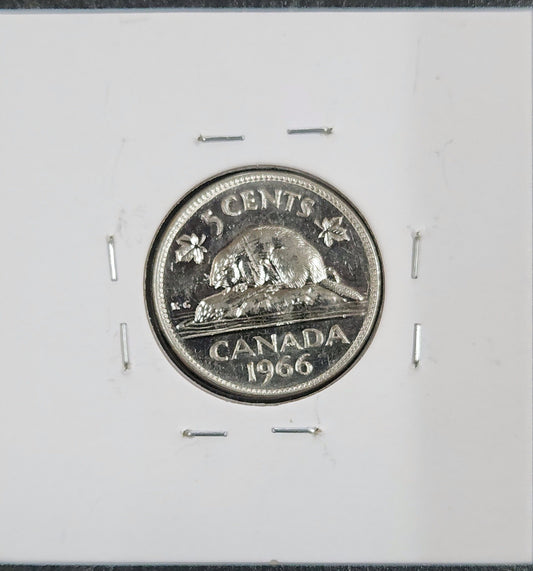 1966 Canadian 5 Cent KM#60.1 MH9K — Reverse
