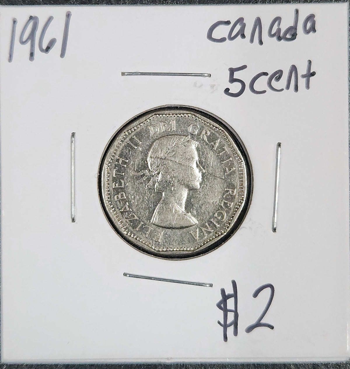 1961 Canada 5 Cent JWHY — Obverse