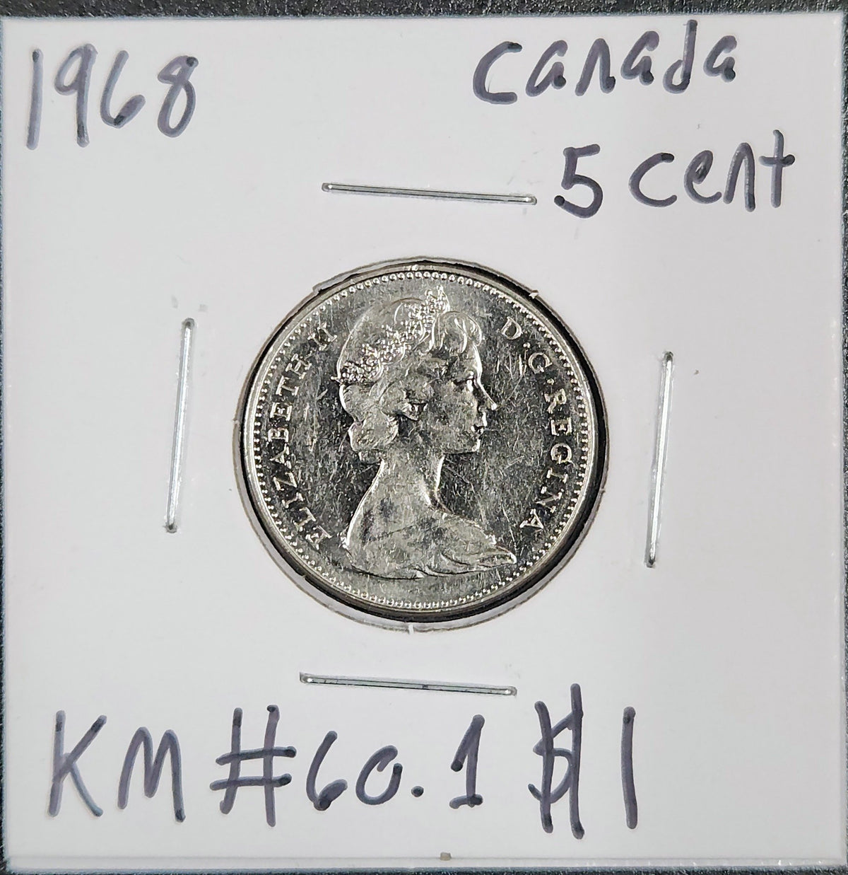 1968 Canada 5 Cent Km#60.1 2SZA — Obverse