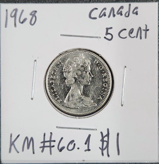 1968 Canada 5 Cent Km#60.1 2SZA — Obverse