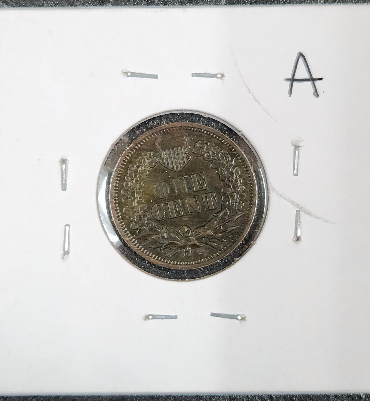 1864 "L" On Ribbon Indian Head Cent AU55 Rim Bump 1452.55-A — Reverse