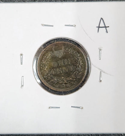 1864 "L" On Ribbon Indian Head Cent AU55 Rim Bump 1452.55-A — Reverse