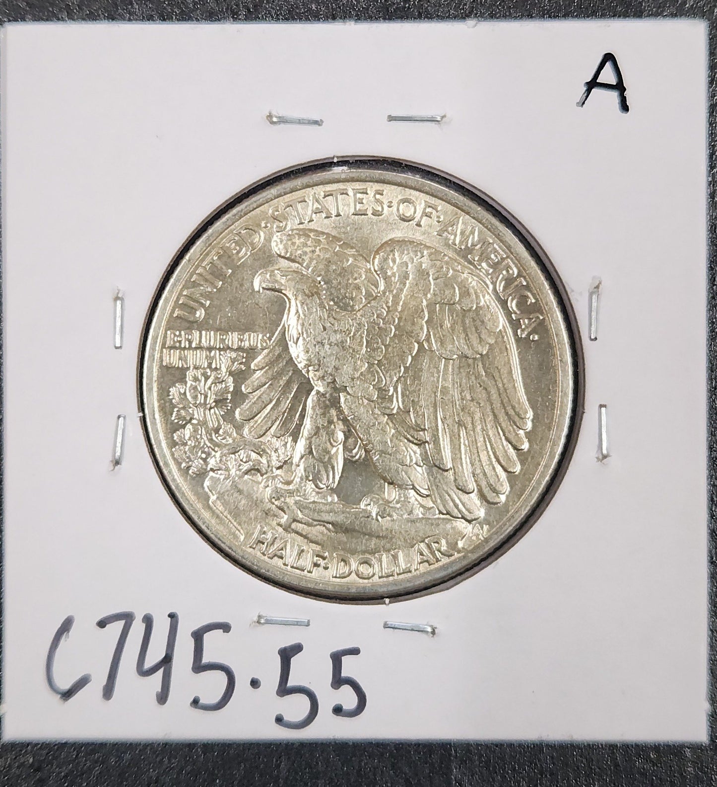 1943 Walking Liberty Half AU-55  — Reverse