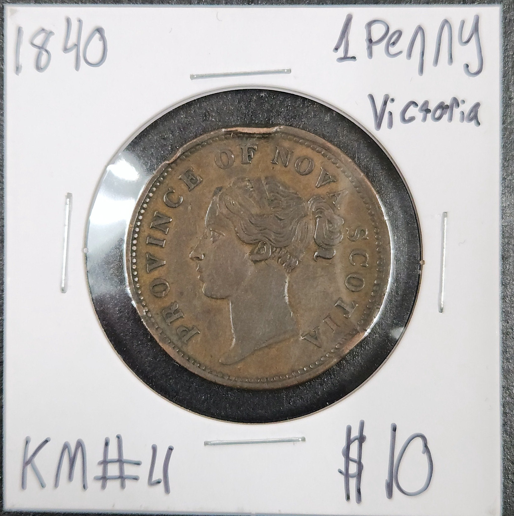 1840 Nova Scotia One Penny Token – Victoria – KM#4 – JP Ford Coin