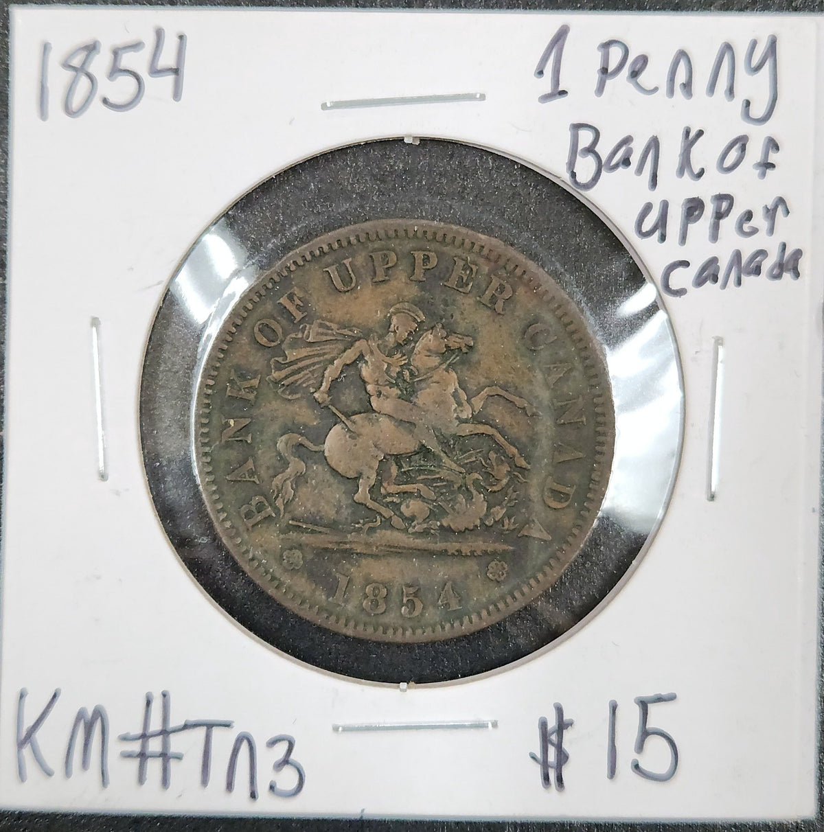 1854 1 Penny Bank Of Upper Canada Km#TN3 9JQE — Obverse