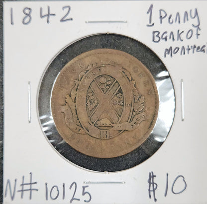 1842 1 Penny Bank Of Montreal N#10125 F7K3 — Obverse