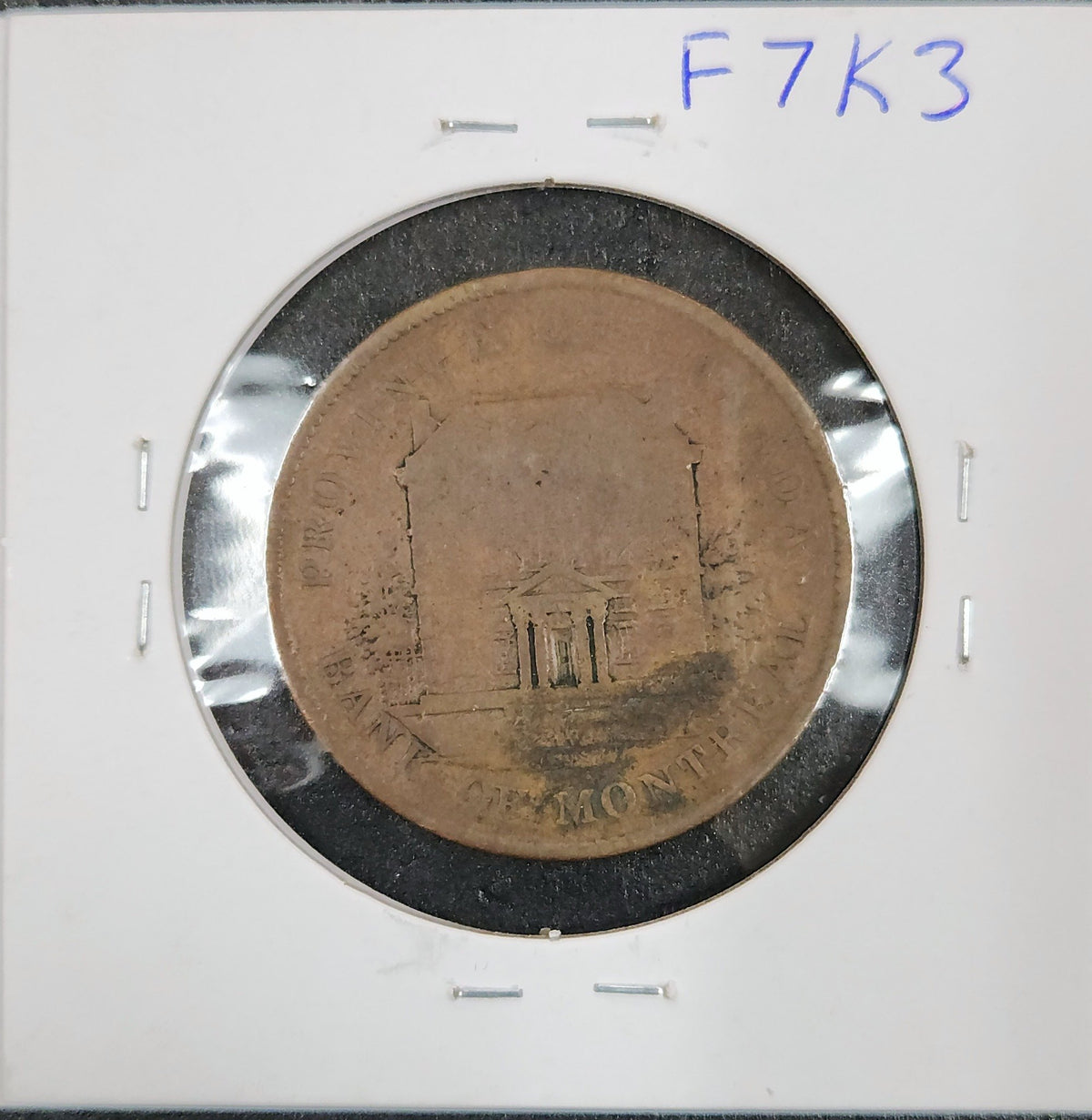 1842 1 Penny Bank Of Montreal N#10125 F7K3 — Reverse