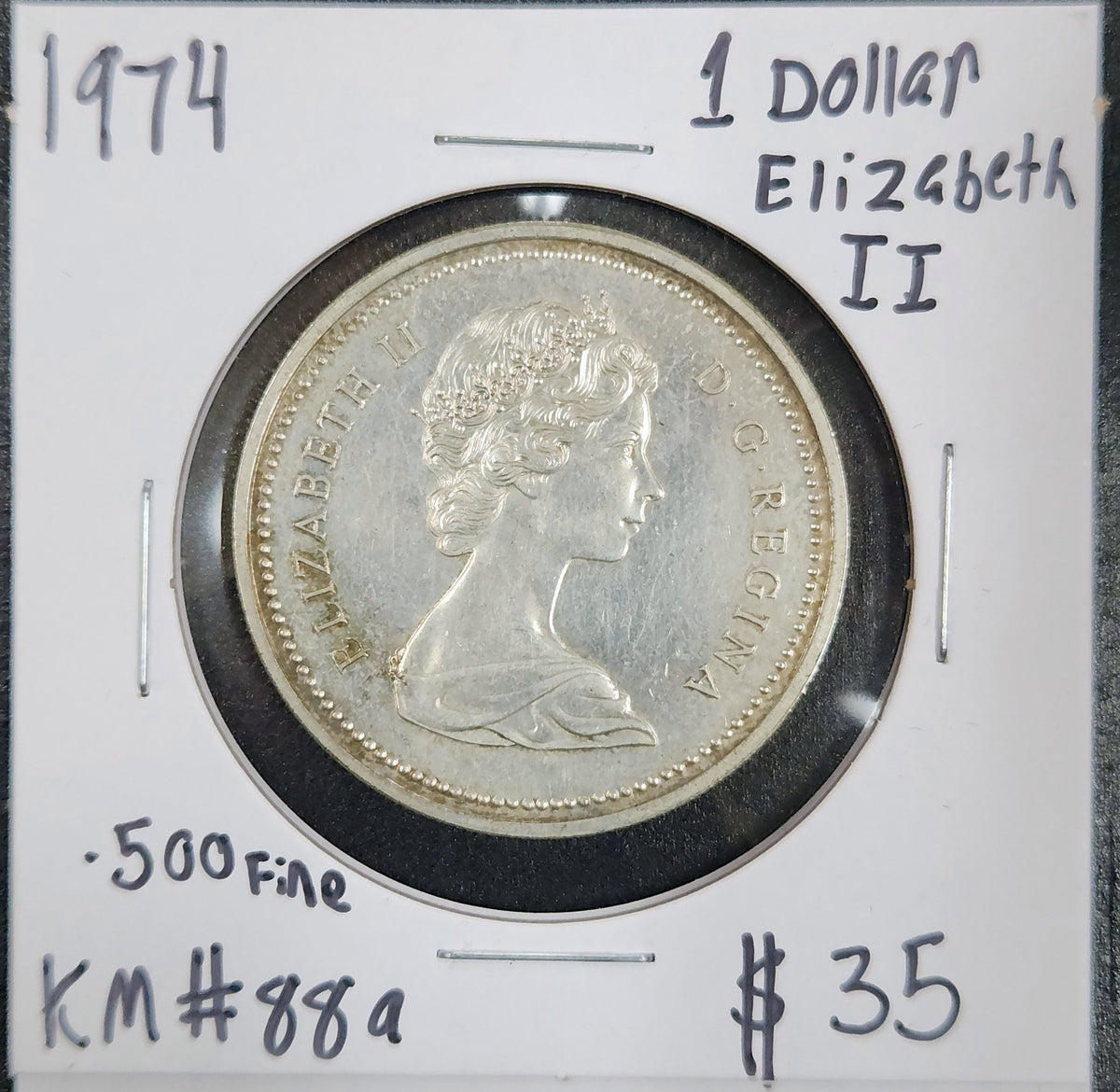 1974 1 Dollar Elizabeth II .500 Fine KM#88a ZQ5K — Obverse