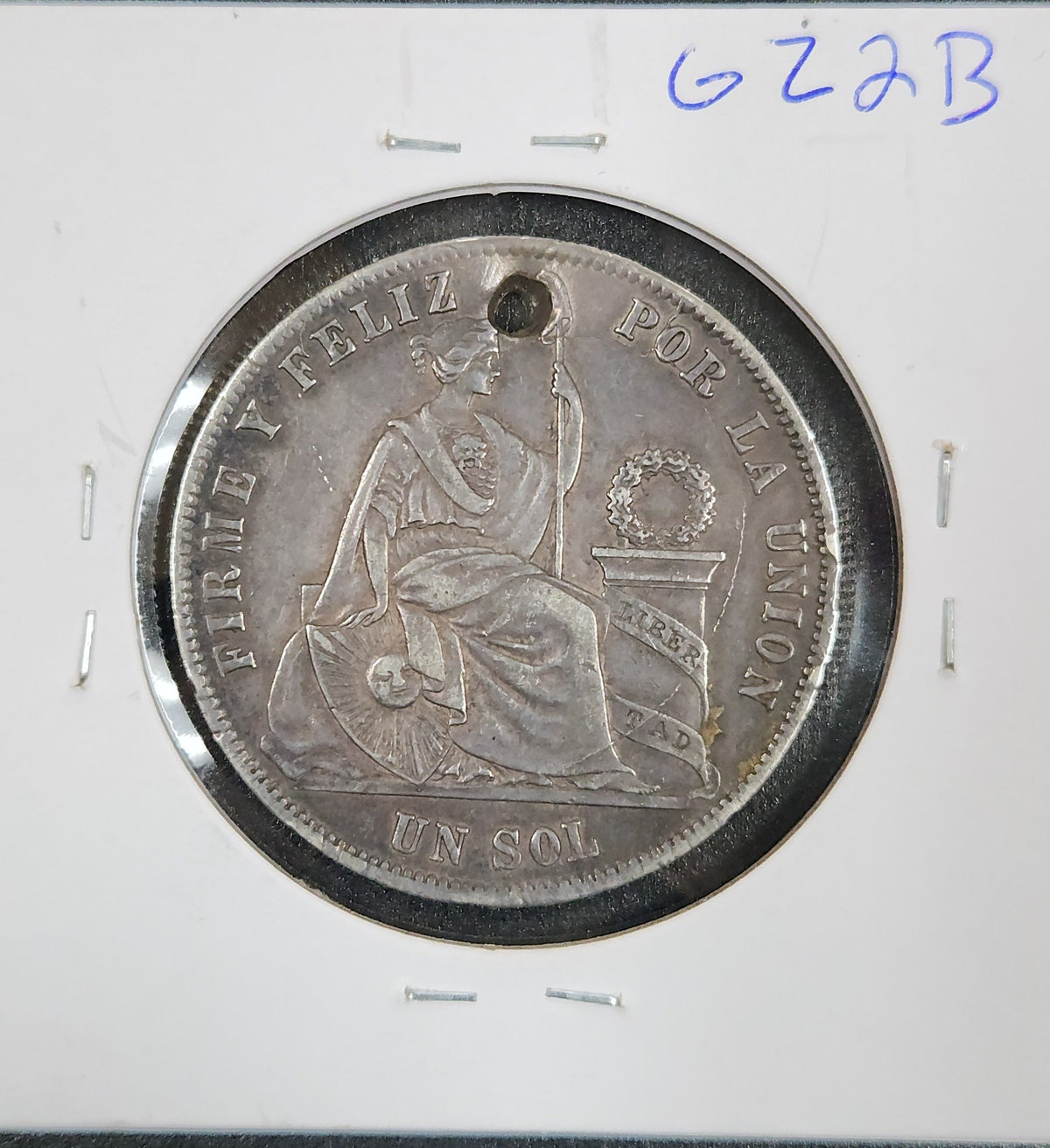 1864-1916 1 Sol Pery Km#196 Holed GZ2B — Reverse