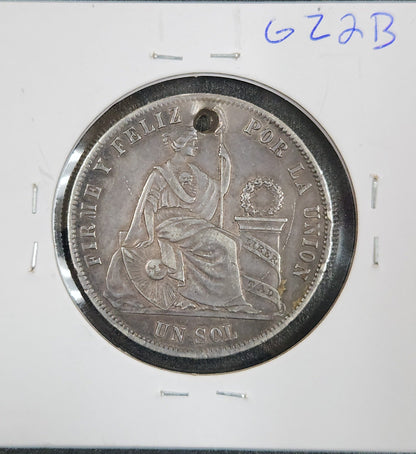 1864-1916 1 Sol Pery Km#196 Holed GZ2B — Reverse