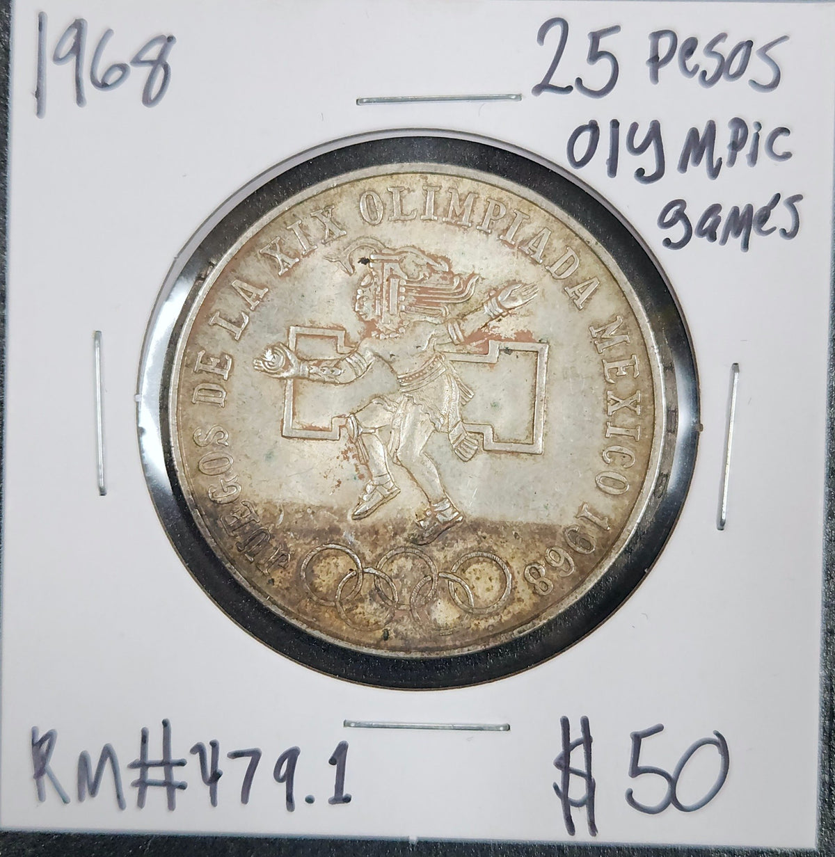 1968 25 Pesos Olympic Games KM#479.1 XPVG — Obverse