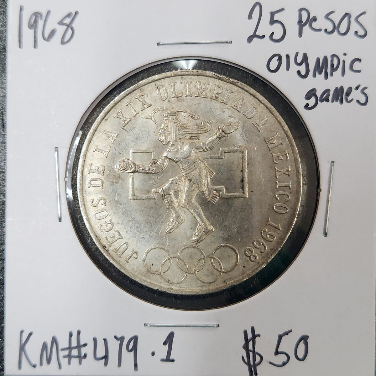 1968 25 Pesos Olympic Games KM#479.1 4T6E — Obverse