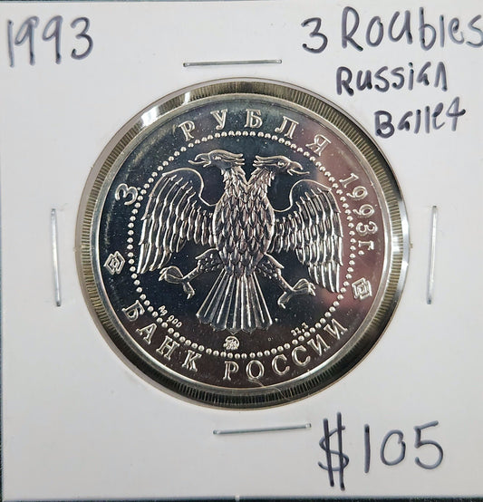 1993 3 Roubles Russian Ballet JCW3 — Obverse