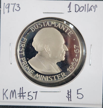 1973 1 Dollar Bustamante First Prime Minister KM#57 Y5KC — Obverse