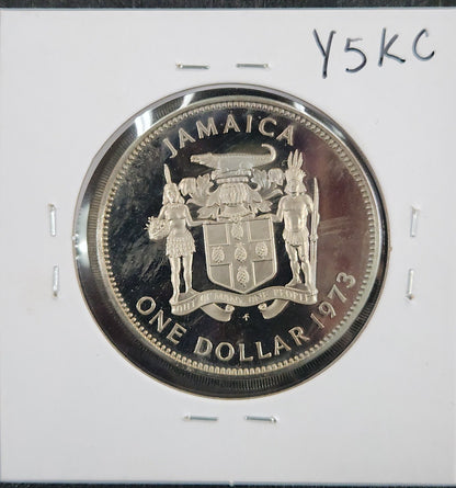1973 1 Dollar Bustamante First Prime Minister KM#57 Y5KC — Reverse