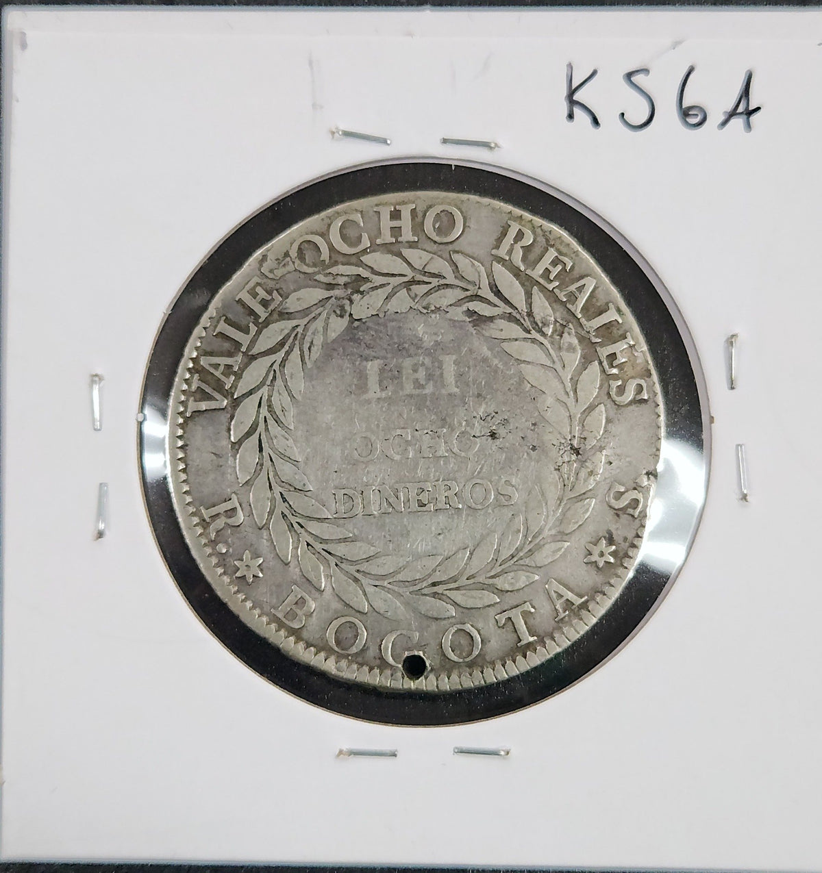 1843 8 Reale Columbia Km#98 KS6A — Reverse