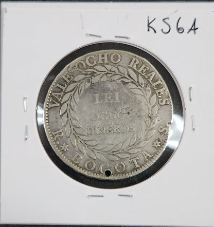 1843 8 Reale Columbia Km#98 KS6A — Reverse