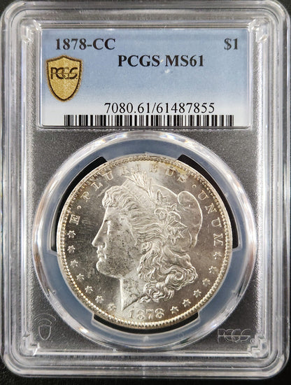 1878-CC MS61 Morgan Dollar Carson City PCGS 7446.61-1000070800061061487855 — Obverse