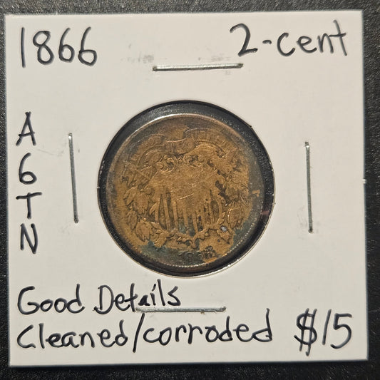 1866 2-Cent Piece Good Details A6TN