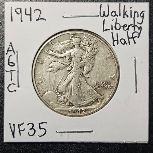 1942 Walking Liberty Half Dollar Very Fine A6TC