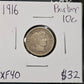 1916 Barber Dime Extra Fine A6T7