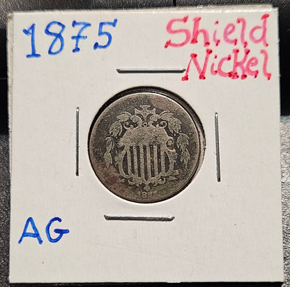 1875 Shield Nickel AG 2880.AG-A