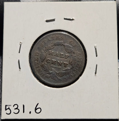 1828 Half Cent 1/2-Cent 13 Stars G-6 531.6-A