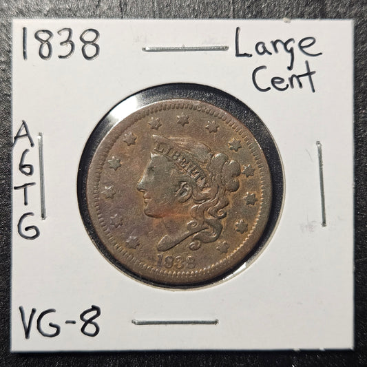 1838 Matron Head Large Cent Very Good A6TG