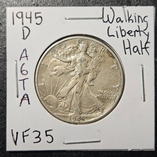 1945-D Walking Liberty Half Dollar Very Fine A6TA
