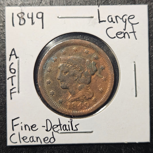1849 Braided Hair Large Cent Fine Details A6TF