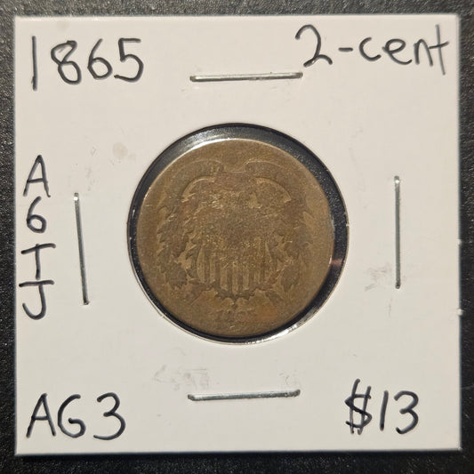 1865 2-Cent Piece Almost Good A6JP