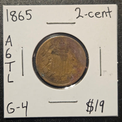 1865 2-Cent Piece Good A6TL