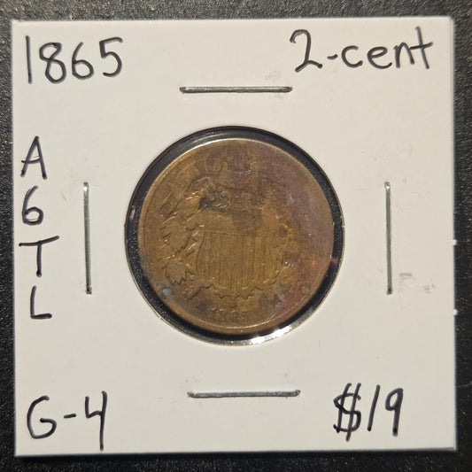 1865 2-Cent Piece Good A6TL