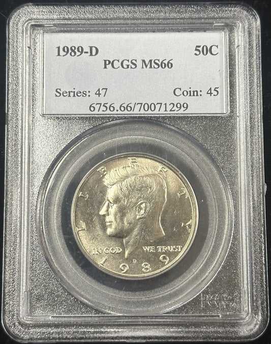 1989 D Kennedy Half Dollar PCGS MS66 - 40282