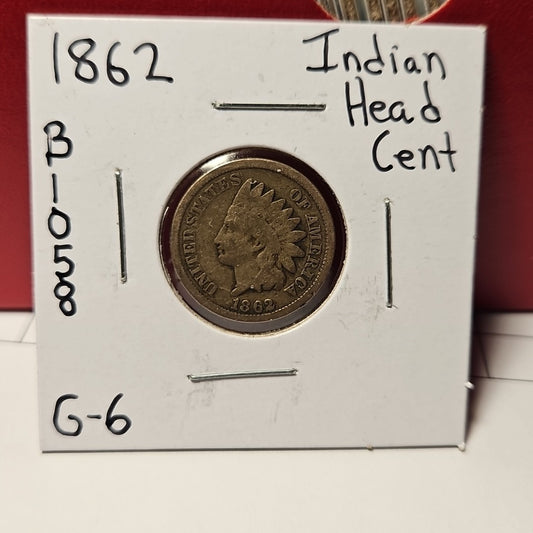 1862 Indian Head Cent Good B1058