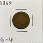 1869 Indian Head Cent - Good ( 40442 )