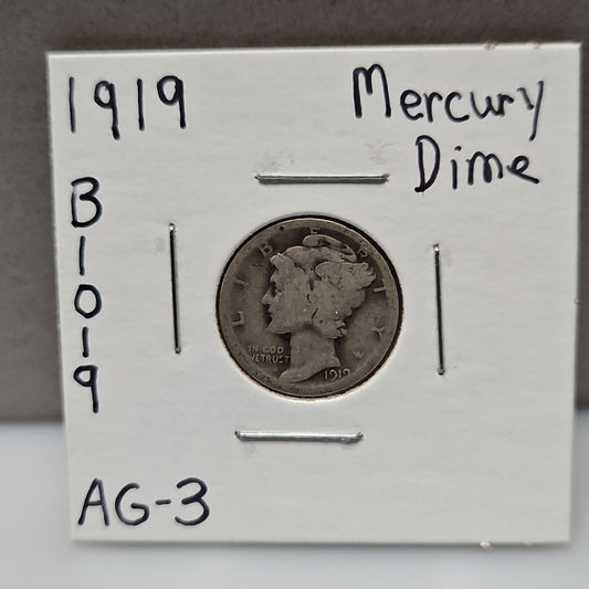 1919 Mercury Dime Almost Good B1019