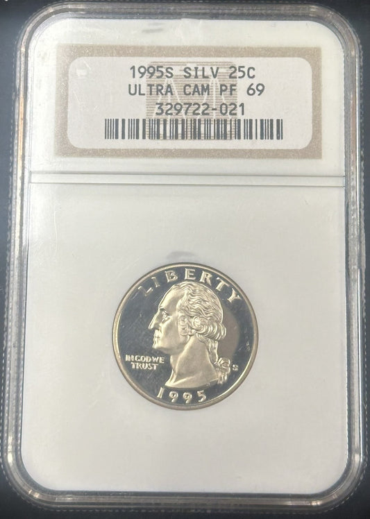 1995 S Silver Washington Quarter NGC PF69 Ultra Cameo - 40283