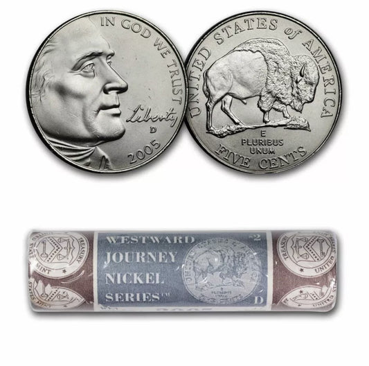 Buffalo Nickel Roll 2005 Uncirculated Denver Mint Lot Of 40 5c Coins Roll