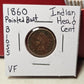 1860 Indian Head Cent Penny Pointed Bust Very Fine B1055